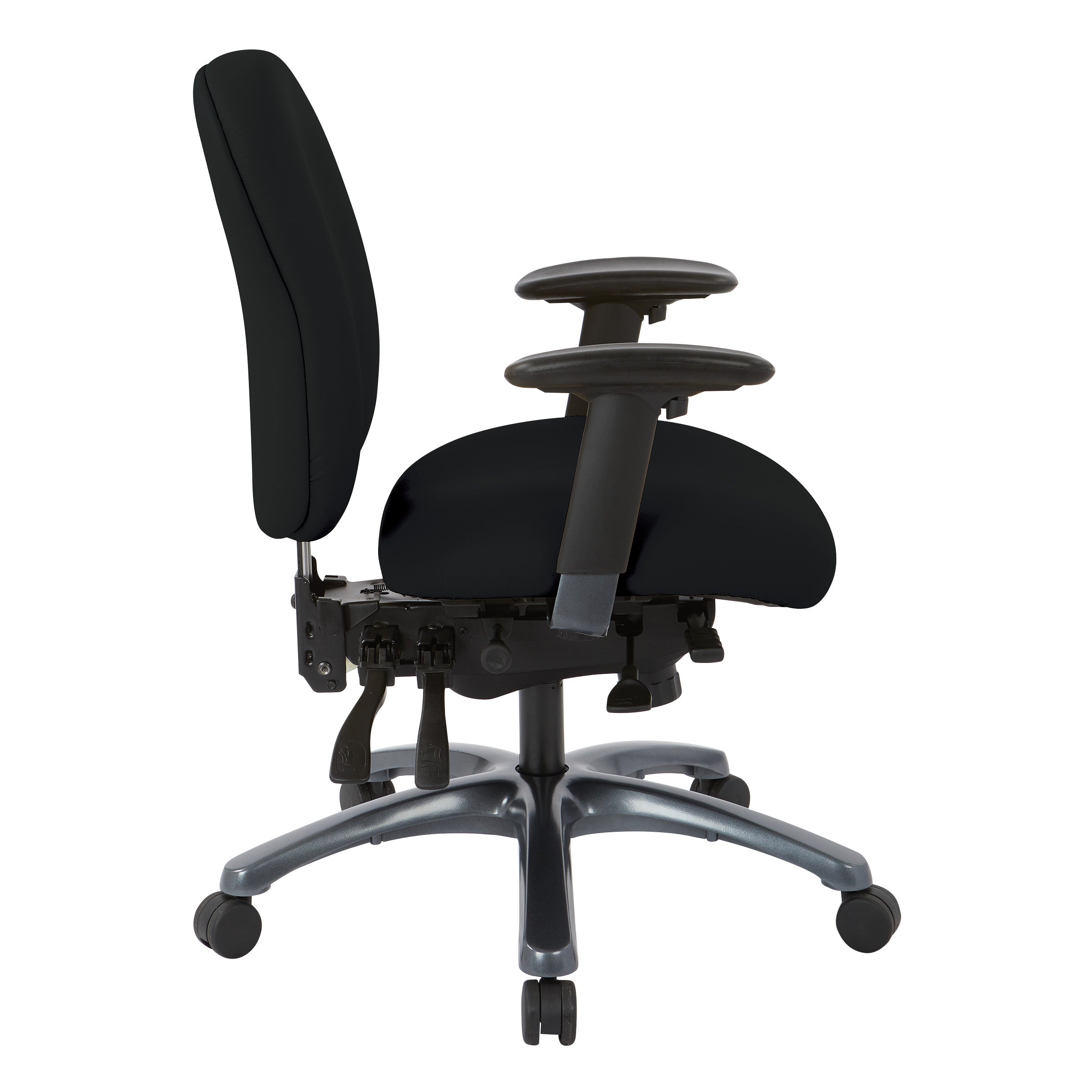 Multi-Function Mid Back Chair with Seat Slider and Titanium Finish Base